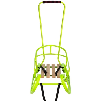 Санки Vitan Експрес зі спинкою та ручкою лаймові (7317) - Pampik - 2