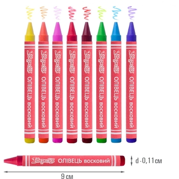 Олівці 1 Вересня Jumbo, воскові, 8 кольорів (590121) - Pampik - 2