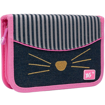 Пенал жесткий Yes HP-04 Kittycon, 13х21х4 см, серый с розовым (533123) - Pampik