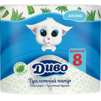 Папір туалетний Диво Aroma Алое, двошаровий, 8 рулонів - Pampik