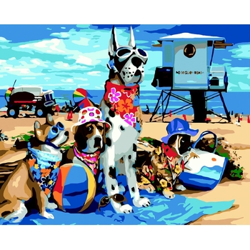 Картина за номерами ZiBi Art Line Песики на пляжі 40х50 см (ZB.64240) - Pampik