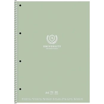 Колледж-блок Student, А4, в клеточку, спираль, 80 л., University international, зеленый (A4-CC-080-6508K) - Pampik