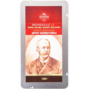 Набір акварельних олівців Koh-i-Noor Mondeluz Brown Line 12 шт. у металевій коробці (3722012011) - Pampik - 4