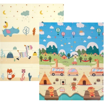 Дитячий килимок Poppet Крутезні канікули та Чудесні звірята двосторонній складний 150х180x1 см (PP022-150) - Pampik