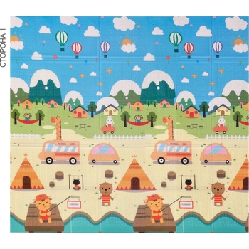 Дитячий килимок Poppet Крутезні канікули та Чудесні звірята двосторонній складний 200х180x1 см (PP022-200) - Pampik - 2