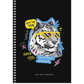 Тетрадь для записей Student Тигр, А5, в клеточку, спираль, 96 листов (A5-SC-096-6117K) - Pampik