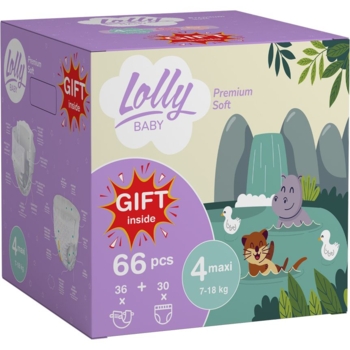 Набір Lolly Premium Soft 4 (7-18 кг): підгузки 36 шт. + підгузки-трусики 30 шт. + вологі серветки 80 шт. в подарунок - Pampik