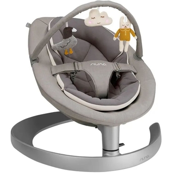 Шезлонг-гойдалка Nuna Leaf Grow Quartz, з ігровою дугою, світло-сірий - Pampik