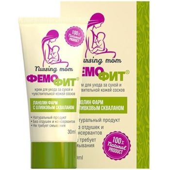 Крем для ухода за сухой и чувствительной кожей сосков Фемофит Ланолин Фарм, с оливковым скваланом, 30 мл (666342) - Pampik