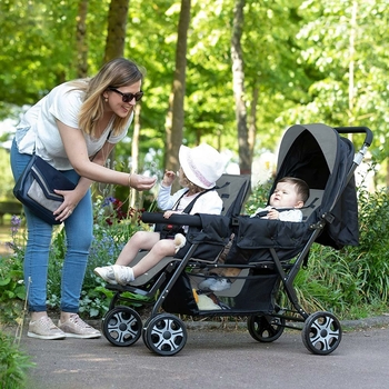 Прогулянкова коляска для двійні Bebe Confort Teamy, Shadow Block, чорна (1151060210) - Pampik - 8