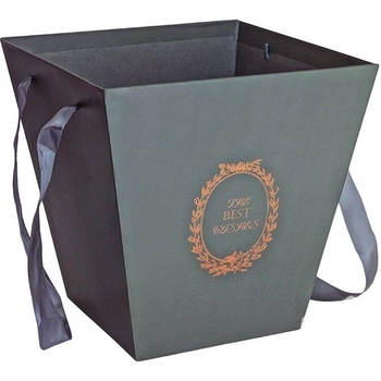 Подарункова коробка UFO Flowers 25x25x25 см сіра (W9221 GREY BOX Flowers) - Pampik