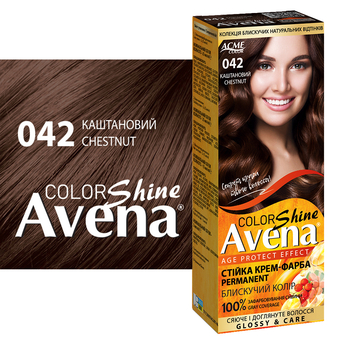 Cтійка крем-фарба для волосся Avena Shine Color Каштановий, 042 - Pampik - 2