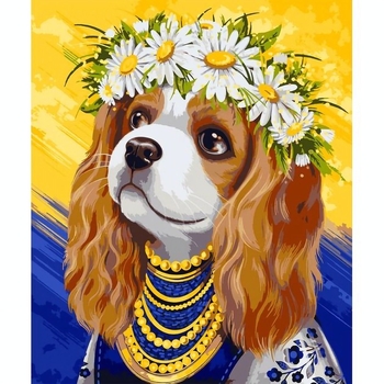 Картина за номерами Santi Спаніель у віночку, 40х50 см (954394) - Pampik