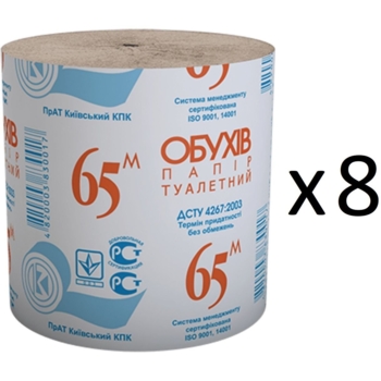 Туалетная бумага Обухів, 8 рулонов (24294) - Pampik