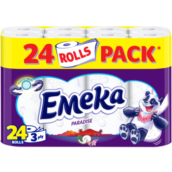 Туалетная бумага Emeka Paradise, трехслойная, 24 шт. - Pampik