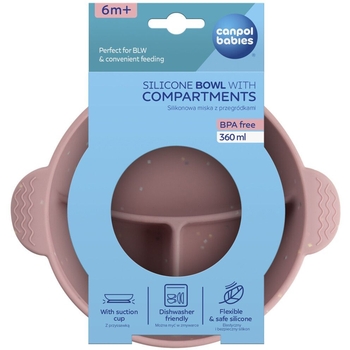 Мисочка силіконова на присосці Canpol babies Dots з секціями, рожевий (51/403_pin) - Pampik - 7
