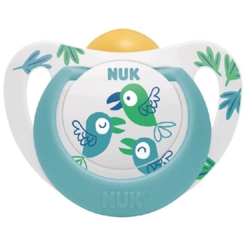 Пустушка латексна Nuk Star Пташки, ортодонтична, 18+ міс, 1 шт. (3952450) - Pampik