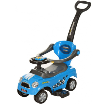 Машинка-толокар 2 в 1 Bambi Z 321-12, с родительской ручкой, синяя (23839) - Pampik