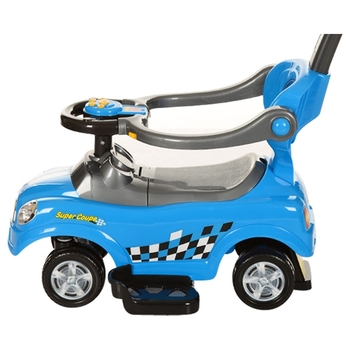 Машинка-толокар 2 в 1 Bambi Z 321-12, с родительской ручкой, синяя (23839) - Pampik - 2