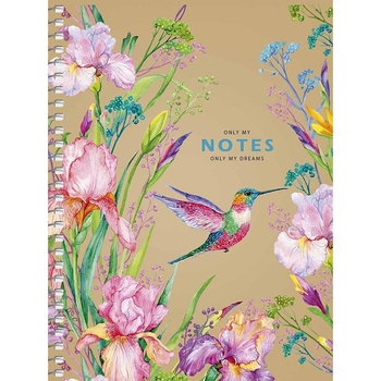 Блокнот для записей Student, В6, в клеточку, спираль, 80 л., Удод и сиреневые ирисы (B6-SC-080-6104K) - Pampik