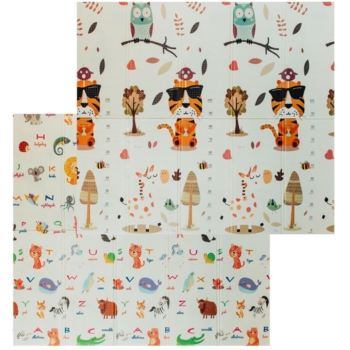 Дитячий килимок Poppet Тигреня в лісі та Світ тварин, двосторонній складний, 200х180x1 см (PP020-200) - Pampik