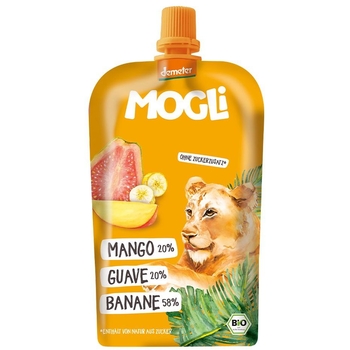 Фруктовое пюре Mogli Манго, гуава и банан, 120 г - Pampik