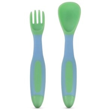 Набор столовых приборов Baboo, от 6 мес., 2 предмета, зеленый (10-038) - Pampik