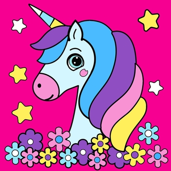 Картина по номерам Santi Очаровательный Единорожка, неоновые краски, 25х25 см (954598) - Pampik
