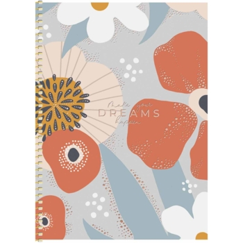 Зошит для записів Genius В5, в клітинку, спіраль, 80 л., Великі квіти на блакитному фоні (B5-SC-080-6098K) - Pampik