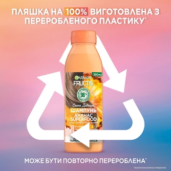 Шампунь Garnier Fructis Superfood Ананас Сяюча довжина, для довгого та тьмяного волосся, 350 мл - Pampik - 9