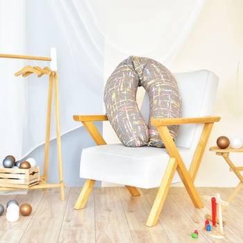 Подушка для беременных и кормления Papaella U-образной формы с пуговкой, 30х190 см, акварель бежевая - Pampik - 3