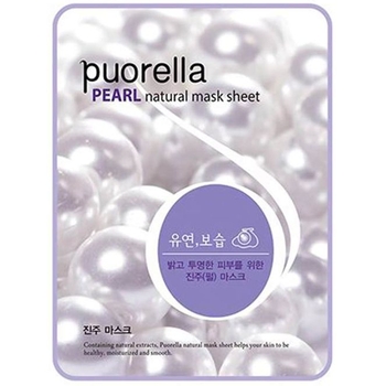 Тканинна маска для обличчя Puorella Pearl Mask Pack, з екстрактом перлин - Pampik