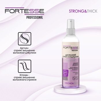 Двофазний спрей-кондиціонер Fortesse Professional Strong & Thick для ослабленого волосся, схильного до випадіння, 250 мл - Pampik - 5