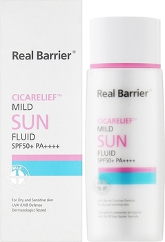 Сонцезахисний флюїд для обличчя Real Real Barrier Cicarelief Mild Sun Fluid SPF50+ PA++++ 55 мл - Pampik - 2