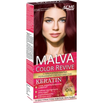 Стійка крем-фарба для волосся Malva Color Revive відтінок 34 дика вишня, 103 мл - Pampik