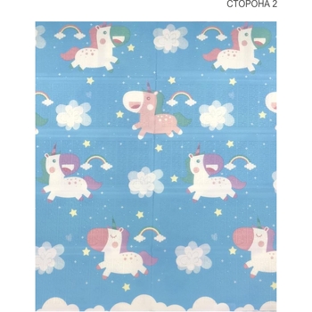 Дитячий термокилимок Poppet Веселкові єдинороги та Зоольотчики двосторонній складний 150х180x1 см (PP013-150) - Pampik - 3