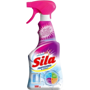 Средство для мытья стекол Sila Professional, с распылителем, 500 мл - Pampik