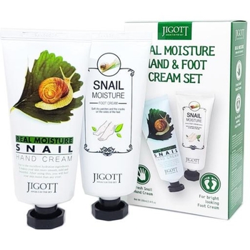 Набір кремів для рук та ніг Jigott Real Moisture Hand and Foot Cream Set Зволоження з муцином равлики - Pampik