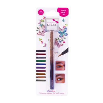Шиммер-підводка для очей та тату з блискітками Lukky Kissточка 2 в 1, шоколадний (T18956) - Pampik