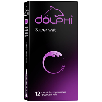 Презервативы латексные Dolphi Super Wet, ультратонкие, с дополнительной смазкой, 12 шт. - Pampik