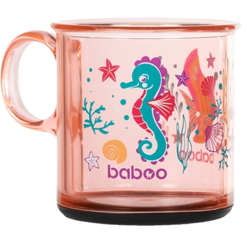 Чашка с нескользящим дном Baboo Sea Life, 12+ мес., 170 мл, розовая (8-140) - Pampik
