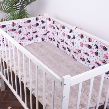 Защитный бортик в кроватку MirSon Kids Time 18-0004 Pink Cactus, белый - Pampik