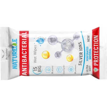 Вологі серветки Naturelle з Д-пантенолом, іонами срібла та Вітаміном Е, 15 шт. - Pampik