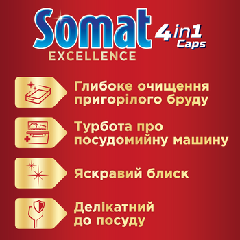 Таблетки для миття посуду у посудомийній машині Somat Exellence, 60 таблеток - Pampik - 2