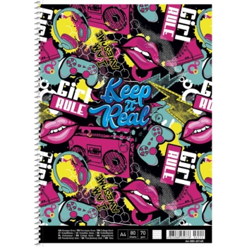 Колледж-блок Student, А4+, в клеточку, спираль, 80 листов, girl rule (A4-080-6514K) - Pampik