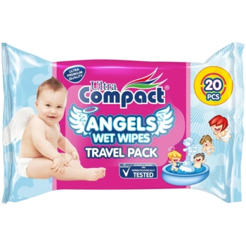 Вологі серветки для дітей Ultra Compact Angels Baby Travel pack, 20 шт. - Pampik