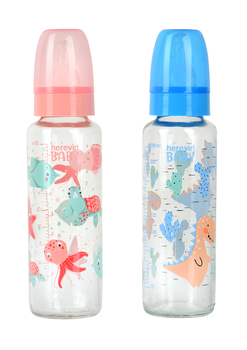 Пляшечка для годування Herevin Mix, рожева, 250 мл (111826-000) - Pampik - 2
