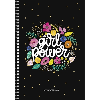 Тетрадь для записей Student А5, в клеточку, спираль, 80л., Орнамент цветов (A5-SC-080-6077K) - Pampik