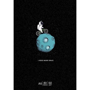 Блокнот для записей Student, А6, в клеточку, склейка, 80 л., Космонавт на велосипеде (A6-GB-080-830K) - Pampik