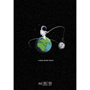 Блокнот для записей Student Космонавт с удочкой, А6, в клеточку, склейка, 80 л. (A6-GB-080-830K) - Pampik